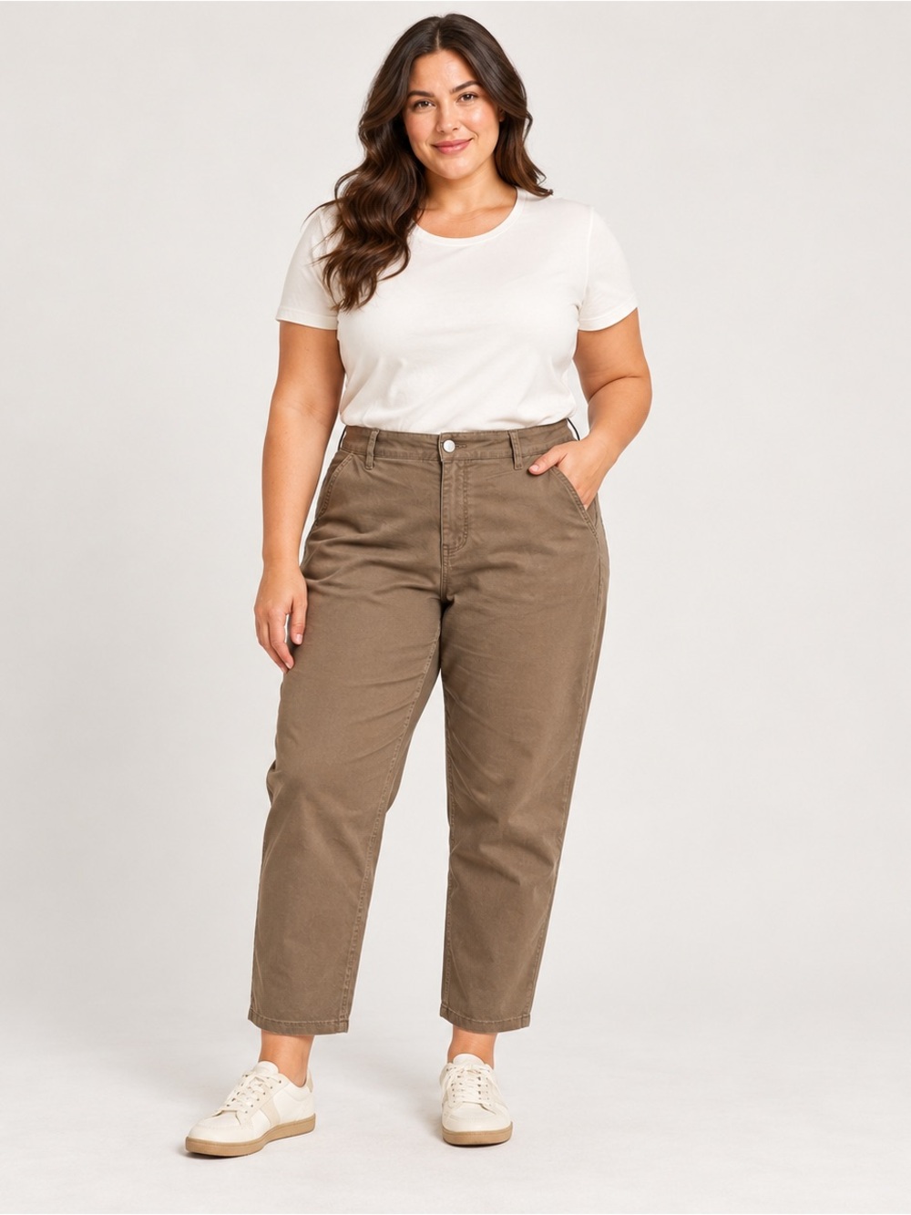 FLAMINGALS Brown High Rise Cropped Straight Leg Pants Size 2XL NWT